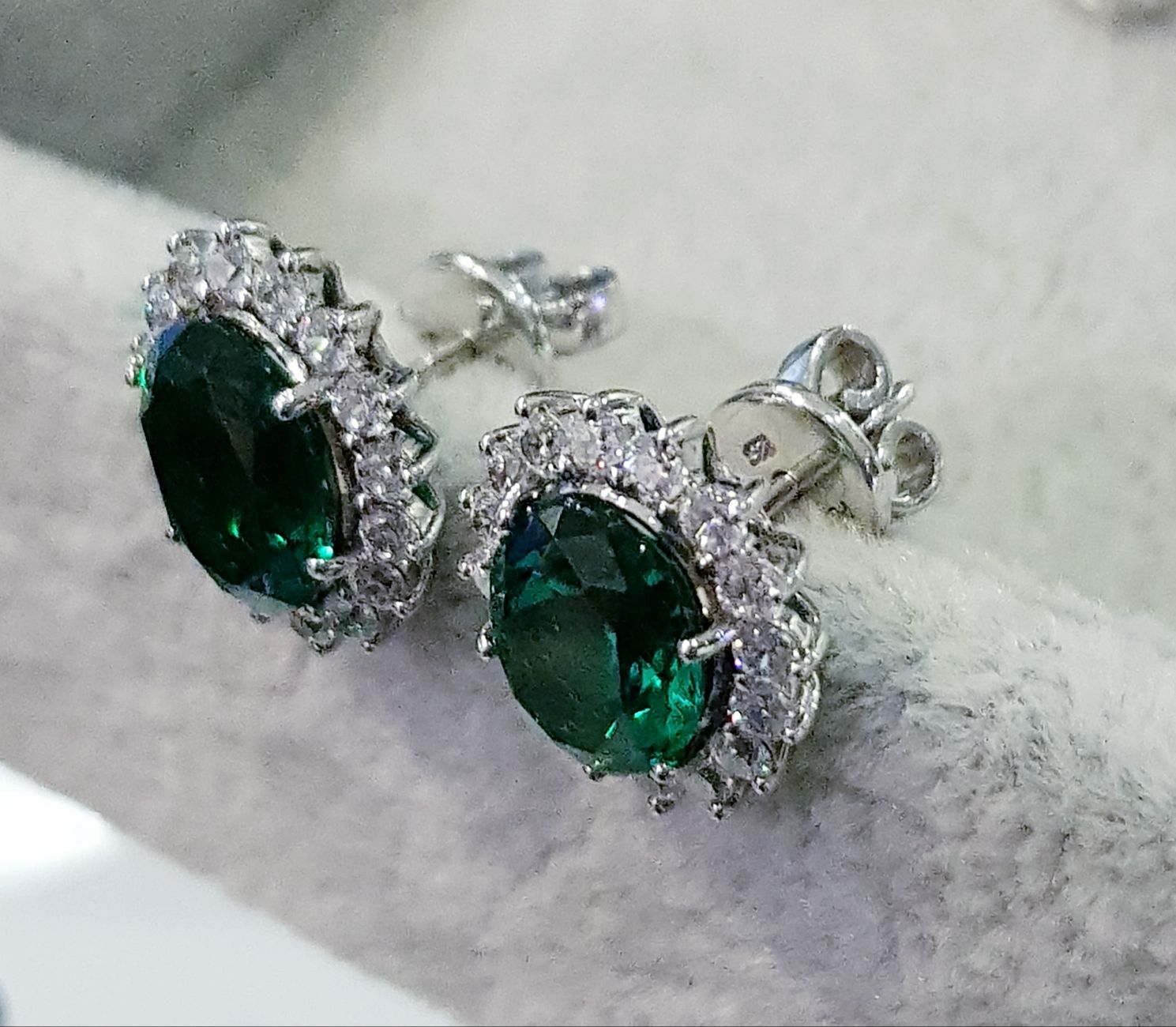Cluster Emerald Diamond Simulants Earrings