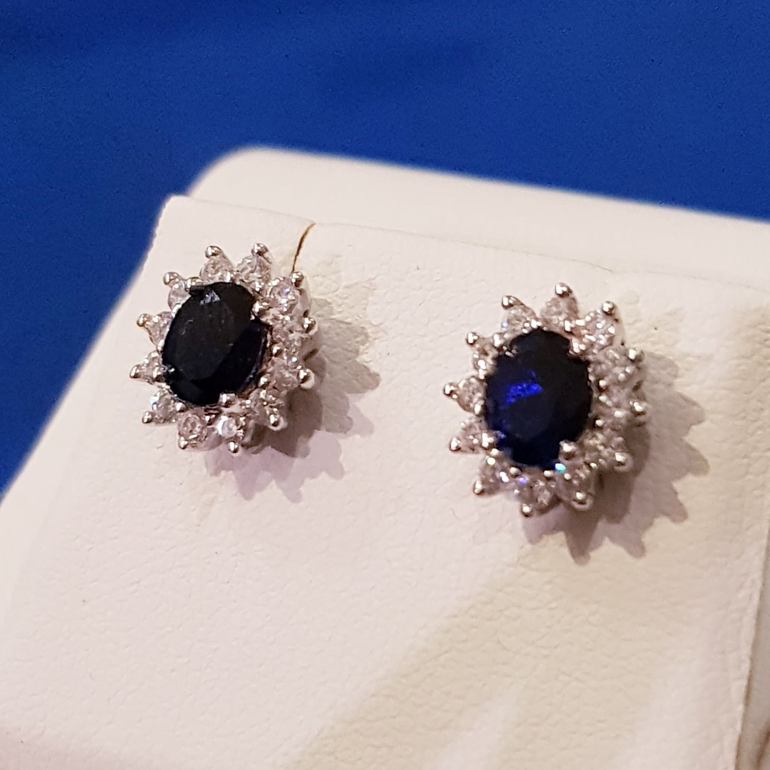 Royal Blue Sapphire Diamond Simulants Earrings