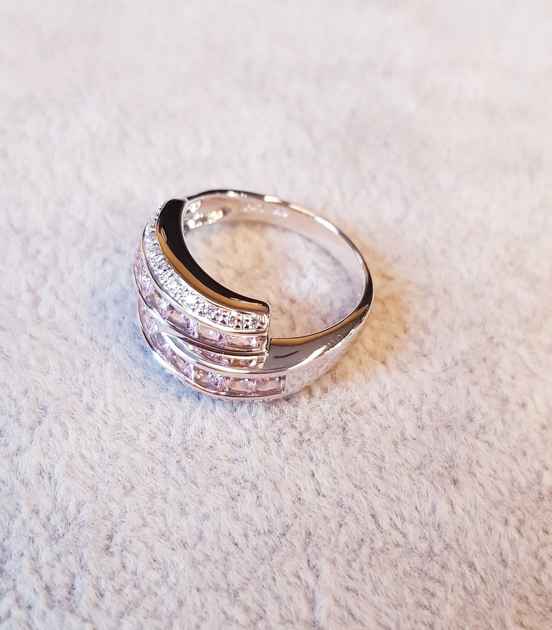 Shank Simulated Morganite with Simulated Diamond Ring