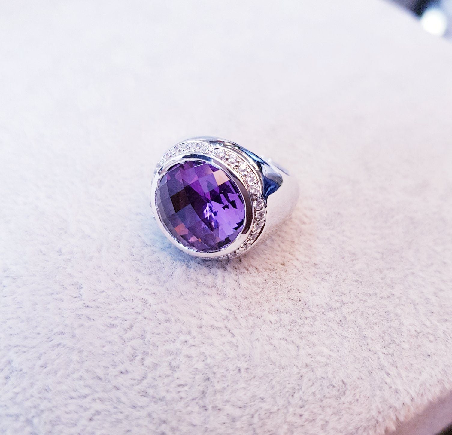 Faceted Round Amethyst Ring