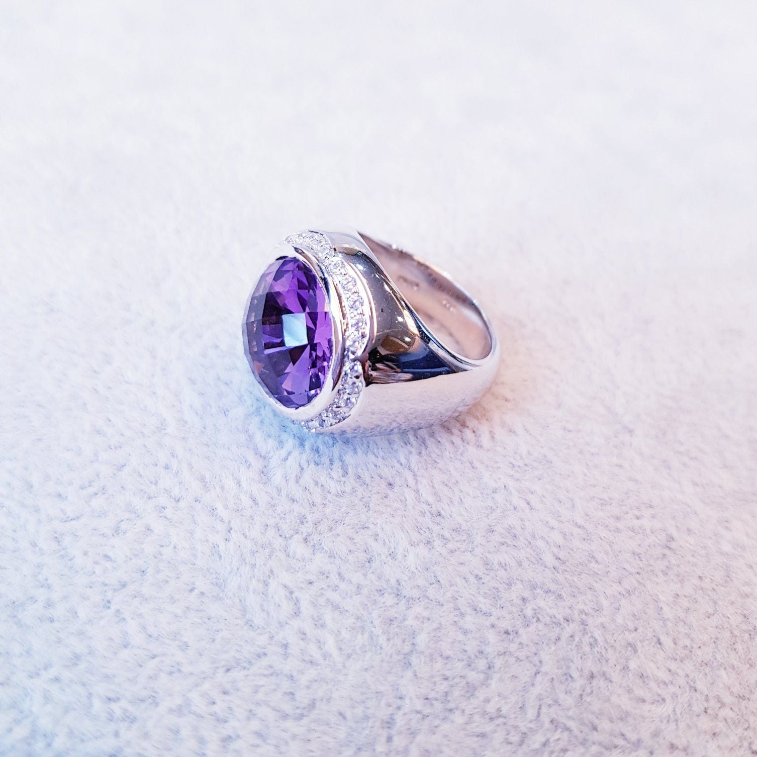 Faceted Round Amethyst Ring