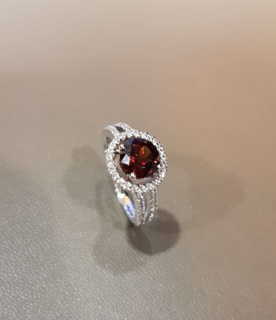 Halo Garnet Ring