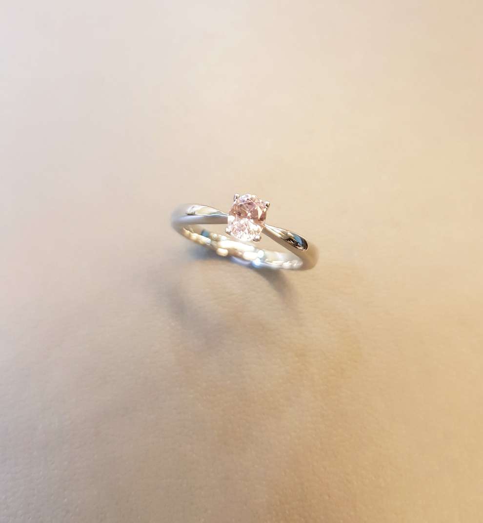 Lovely Oval Morganite Solitaire Ring