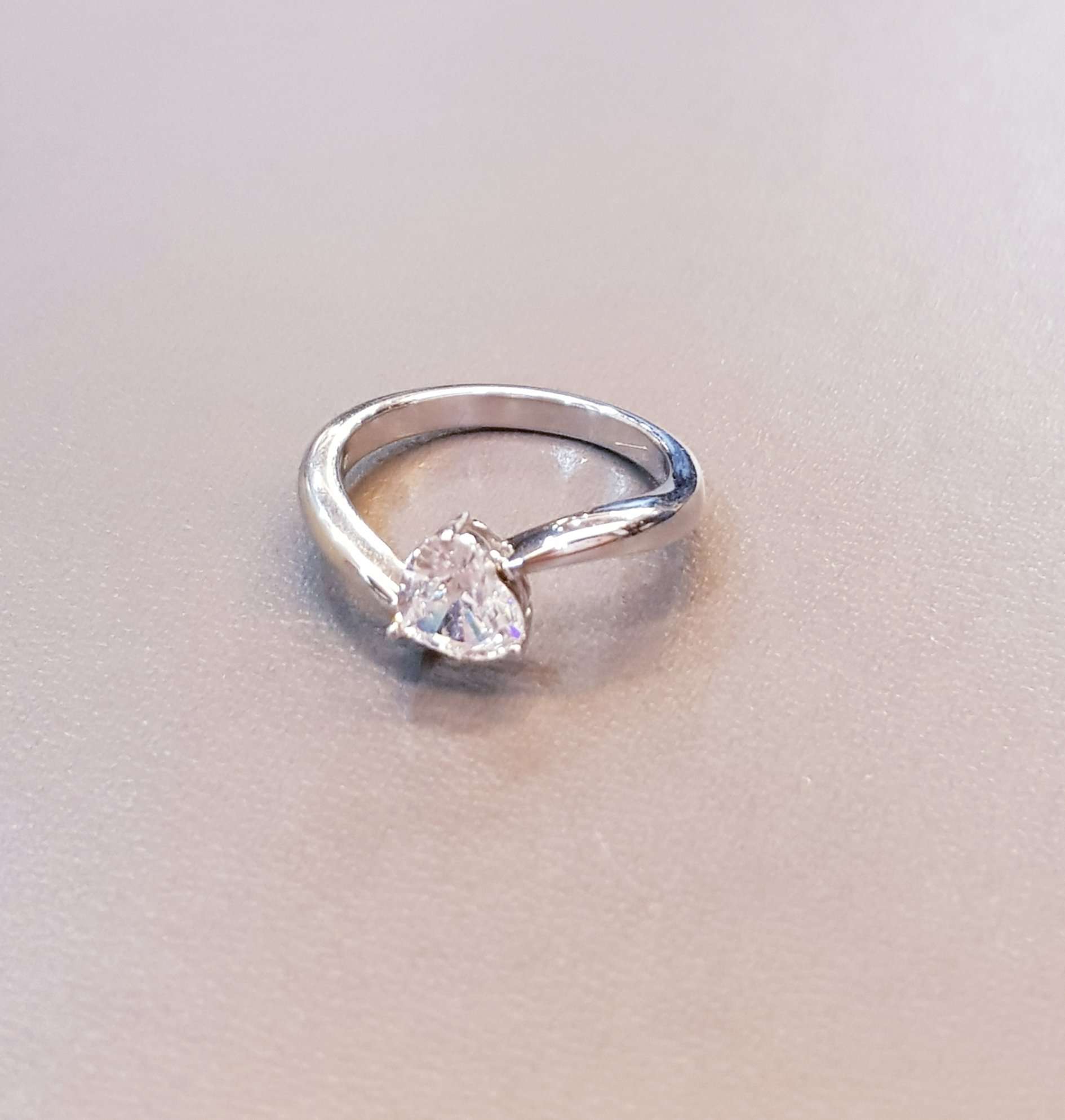 Shank Simulated Diamond Heart shaped Ring