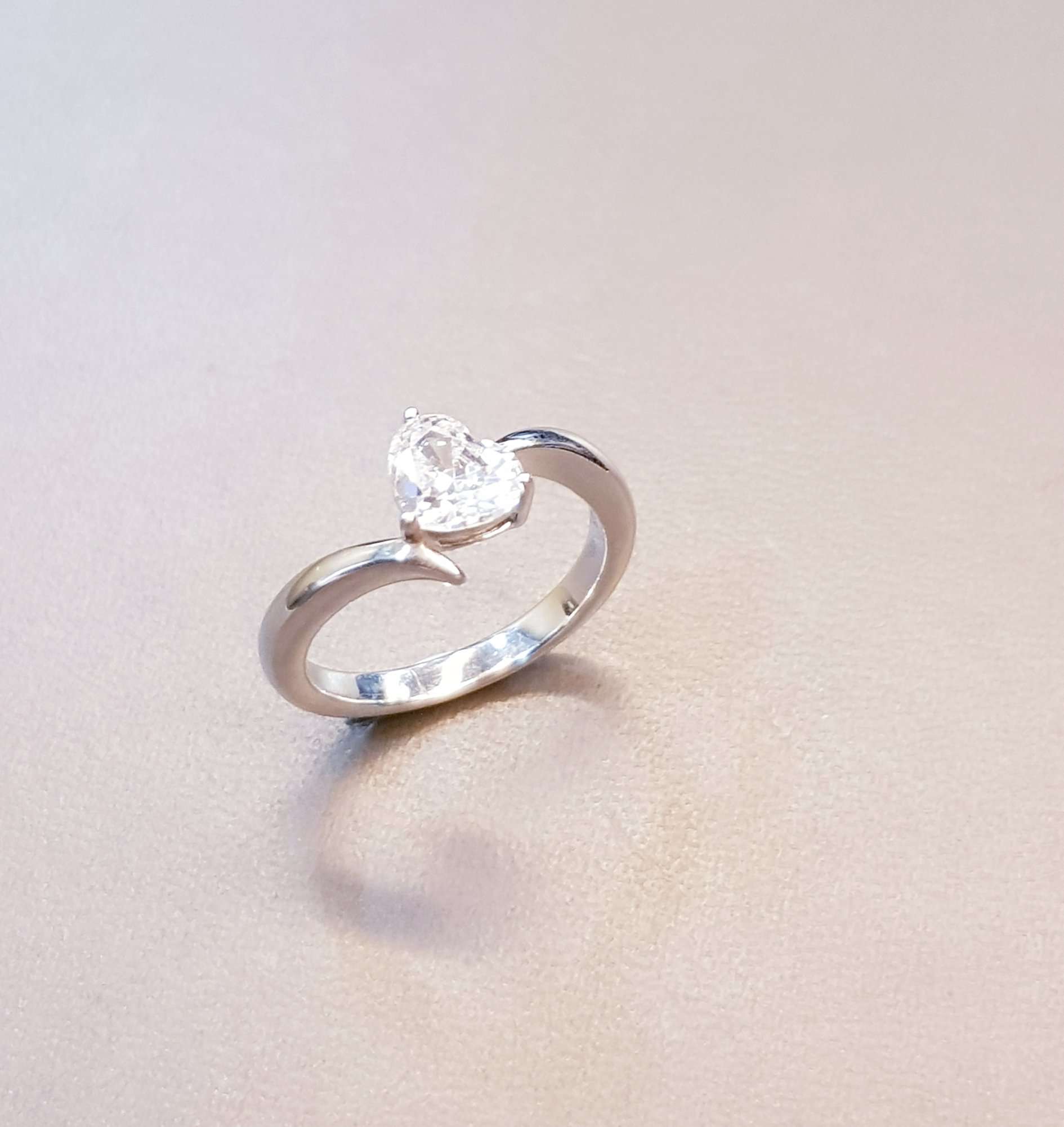 Shank Simulated Diamond Heart shaped Ring