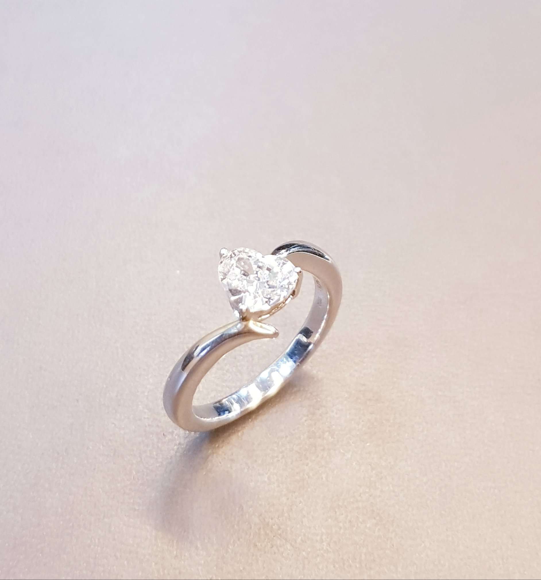 Shank Simulated Diamond Heart shaped Ring