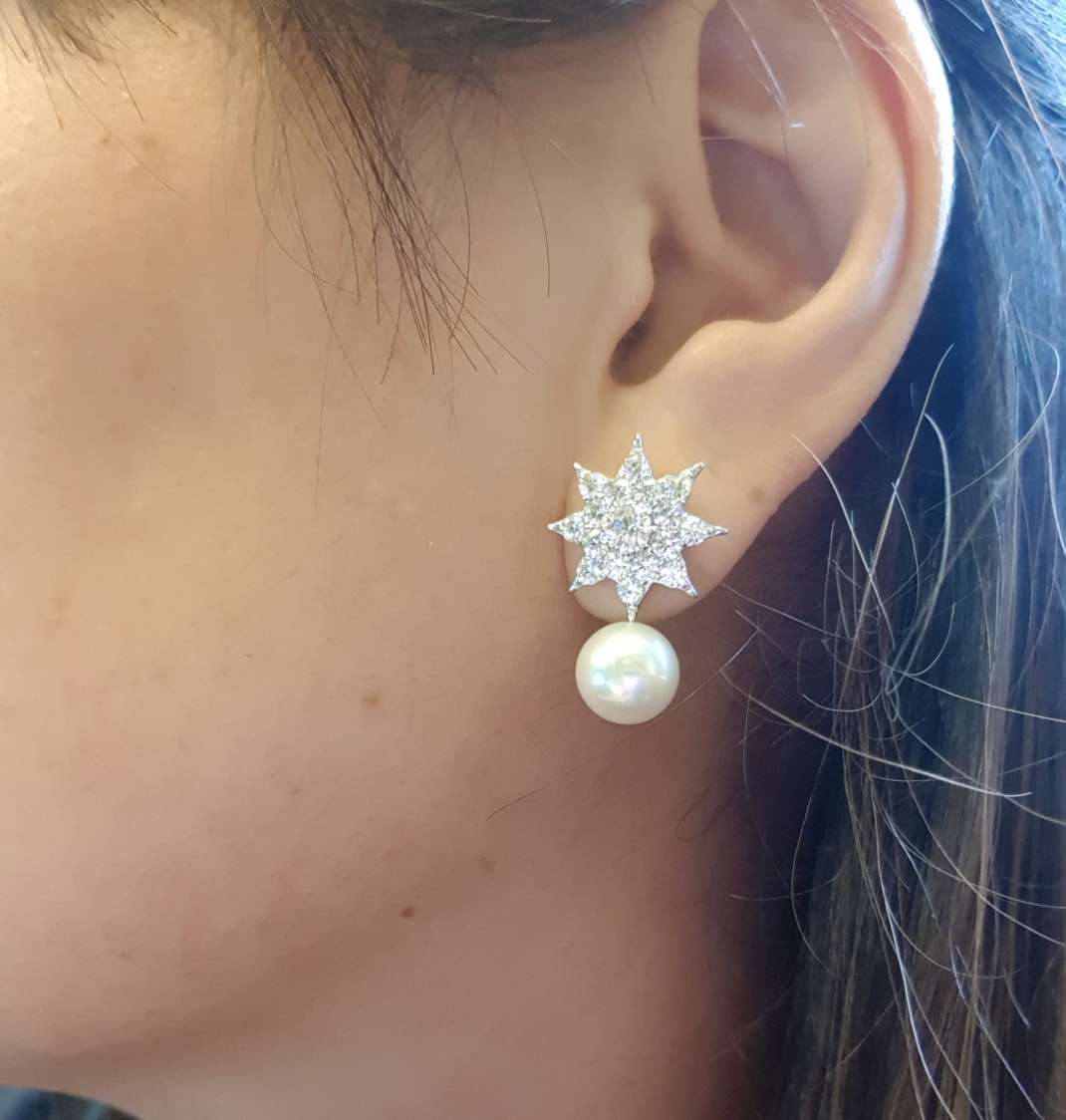 Elegant Diamond Simulants with Detachable Pearl Earrings