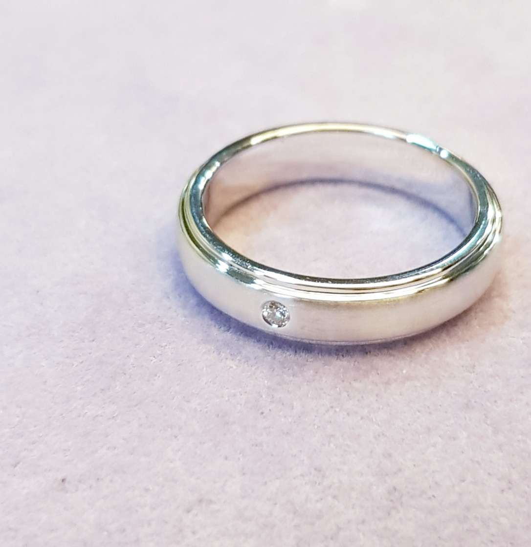 Diamond Matte & Glossy  Wedding Band