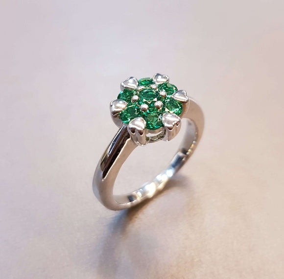 Beautiful Floral Emerald Ring