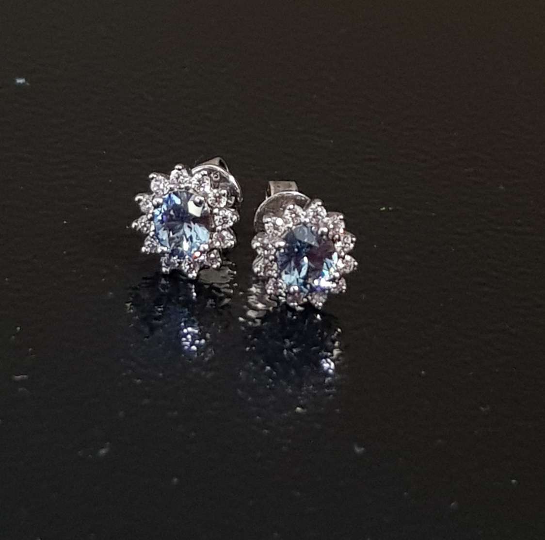 Aquamarine Cluster Earrings