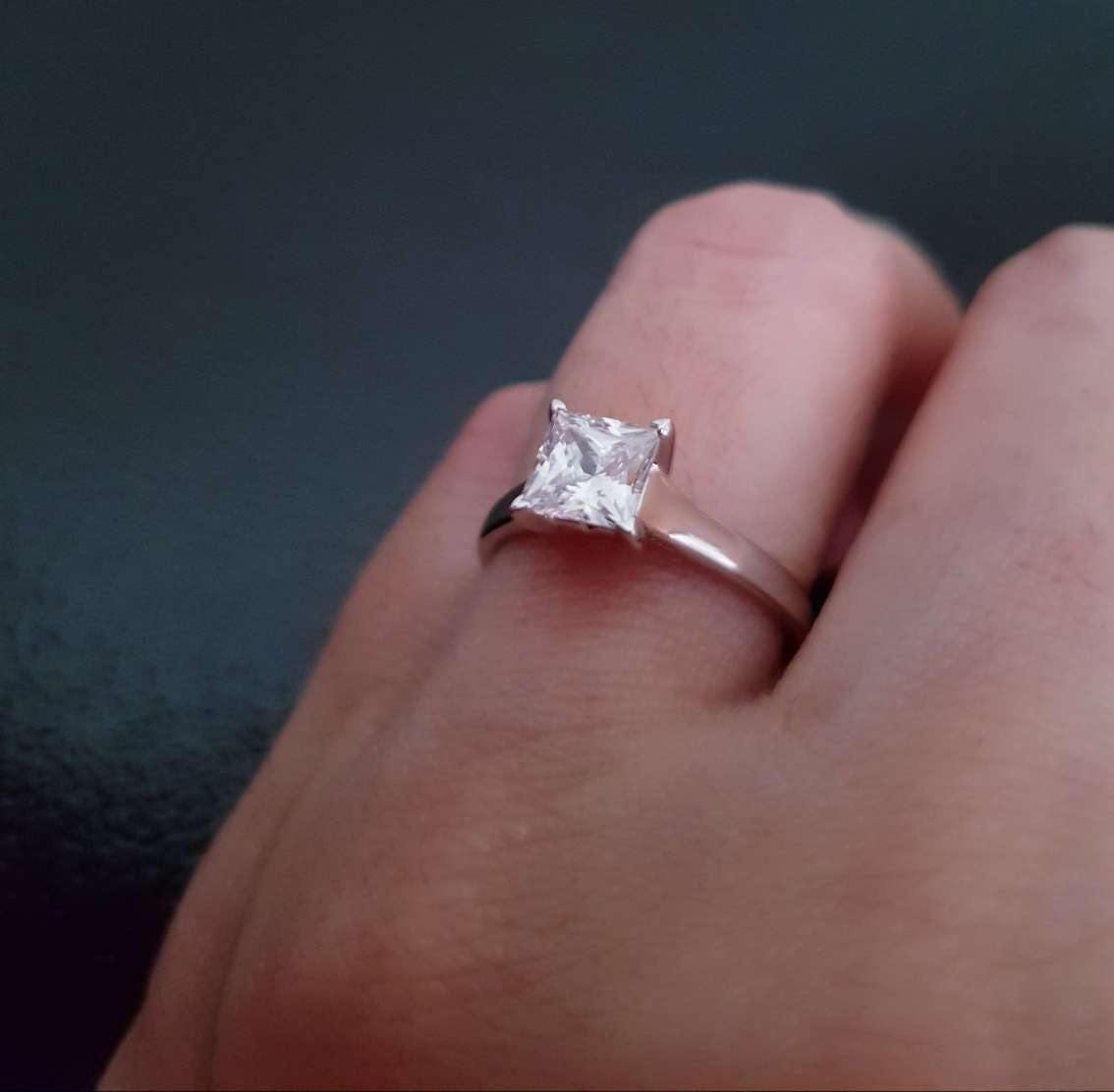 Princess cut Simulated Diamond Engagement Ring