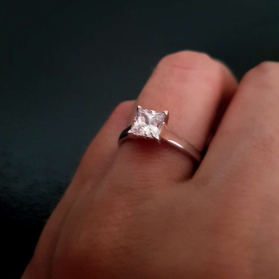 Princess cut Simulated Diamond Engagement Ring