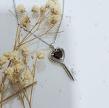 Lovely Heart Garnet Key Pendant