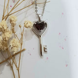 Lovely Heart Garnet Key Pendant