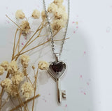 Lovely Heart Garnet Key Pendant