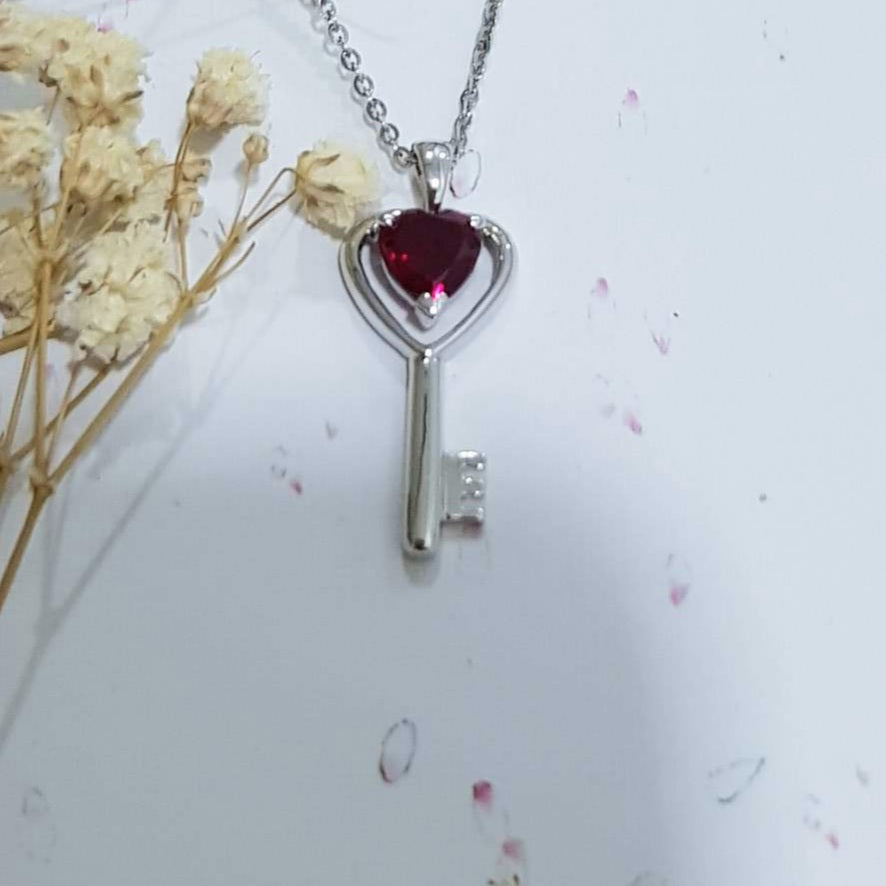 Lovely Heart Ruby key Pendant