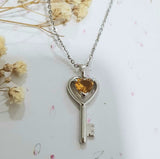 Lovely Heart Citrine Key Pendant