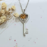 Lovely Heart Citrine Key Pendant