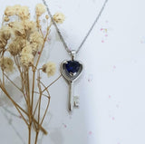 Lovely Heart Sapphire Key Pendant