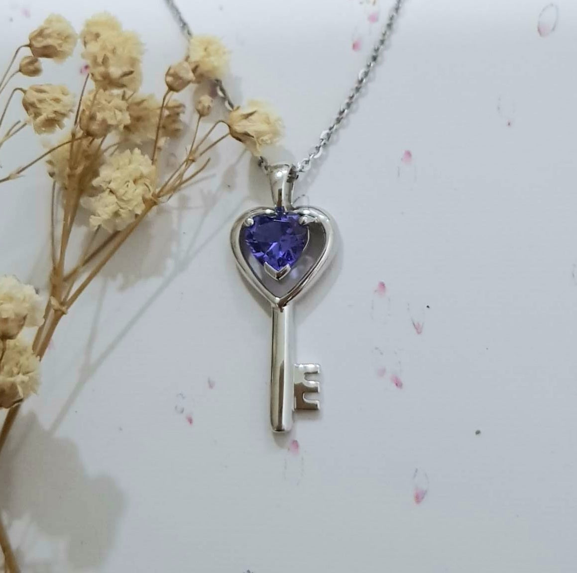 Lovely Heart Tanzanite Key Pendant