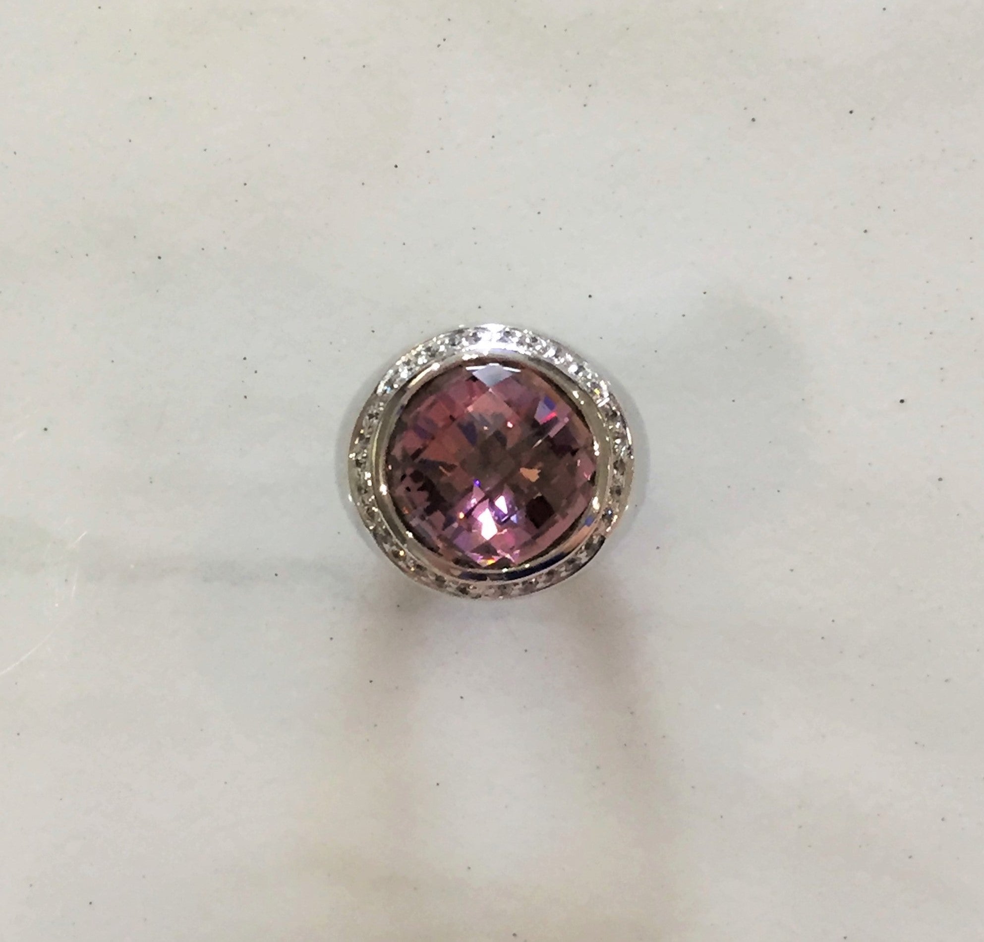 Faceted Round Rose Pink Tourmaline Ring