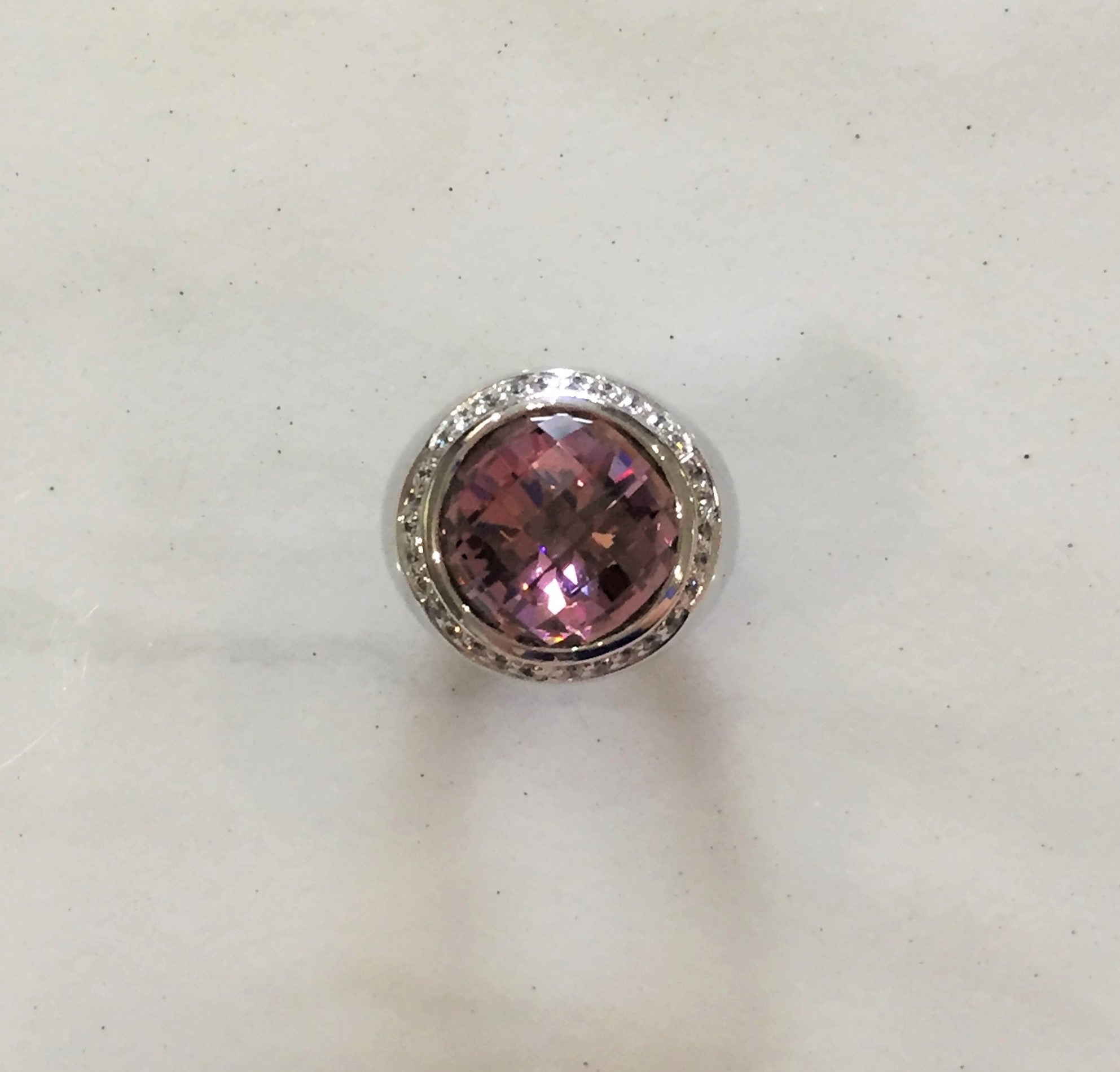 Faceted Round Rose Pink Tourmaline Ring