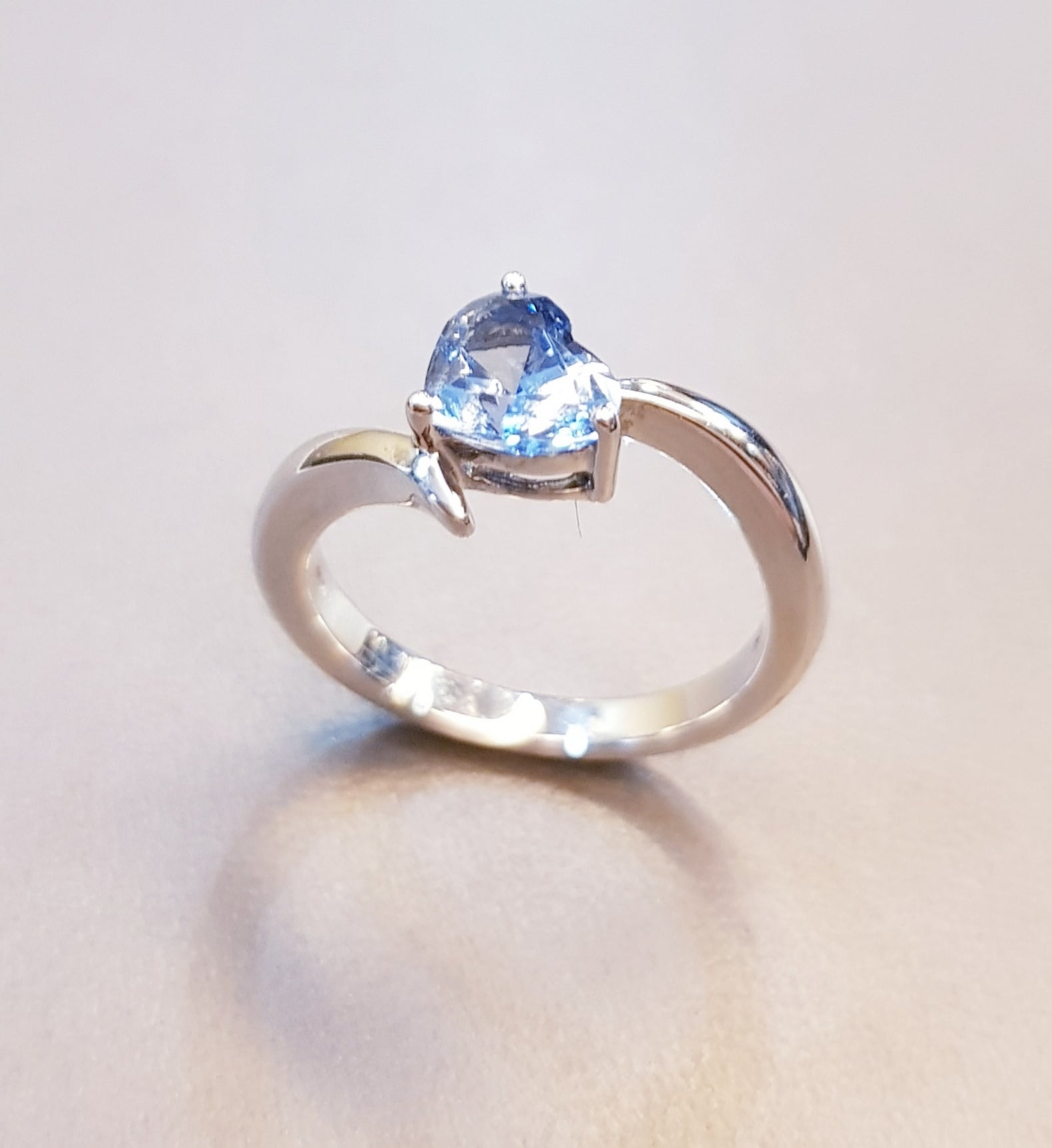 Delicate Heart Shape Aquamarine Ring
