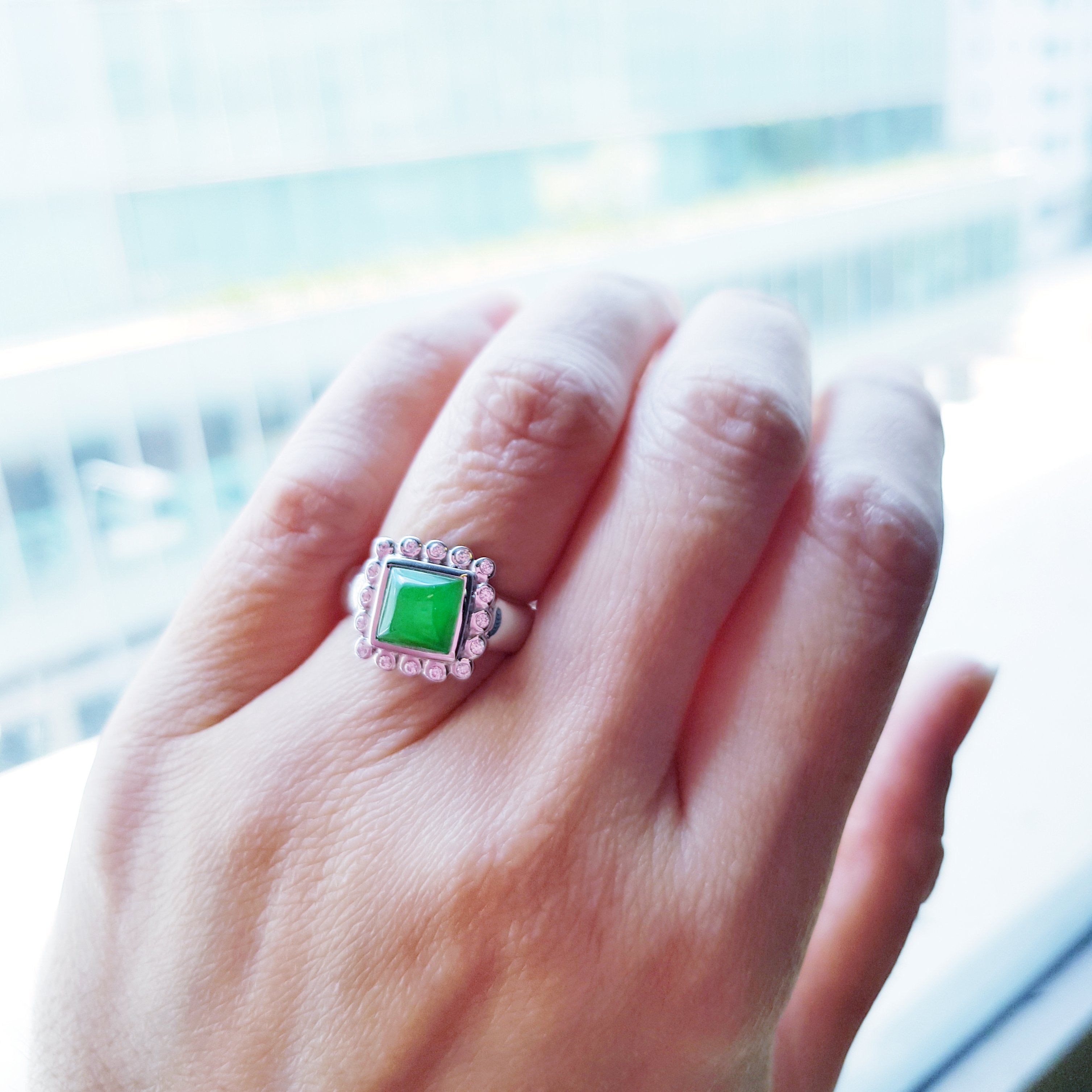 H1 Halo Jade Ring