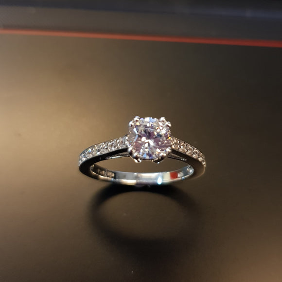 Elegant Pave Simulated Diamond Engagement Ring