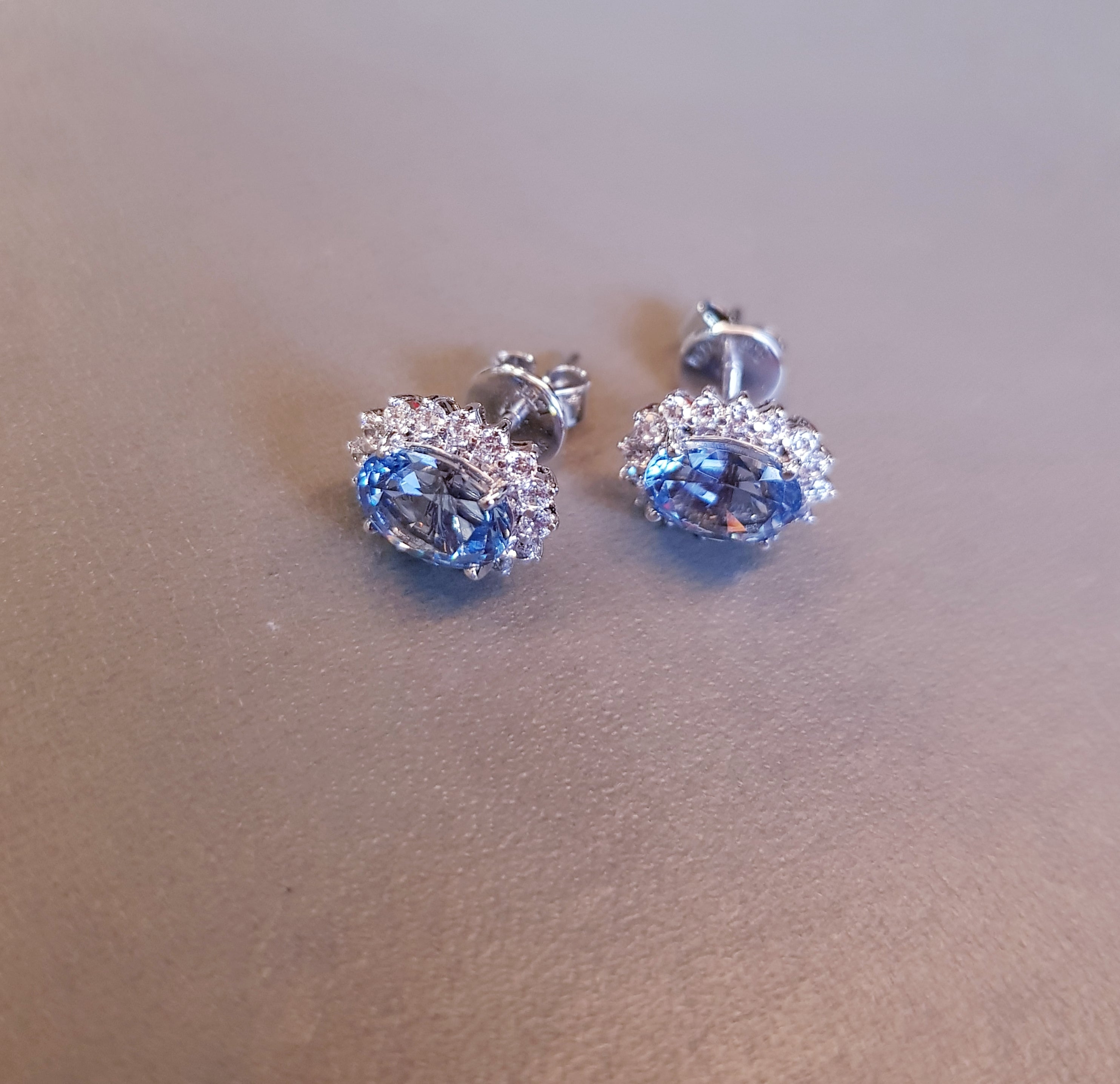 Cluster Aquamarine Diamond Simulants Earrings