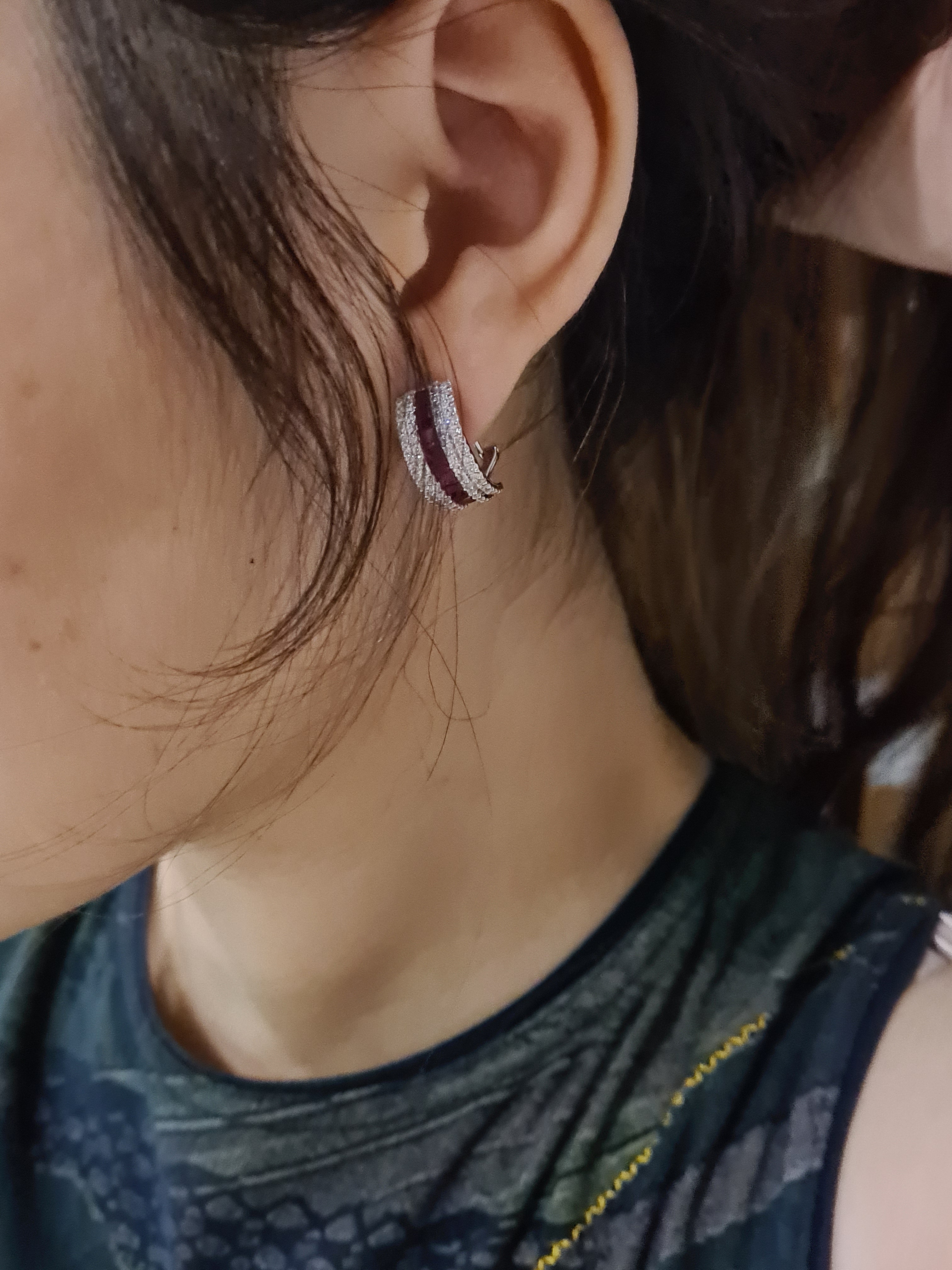 Elegant Ruby Diamond Simulants Earrings