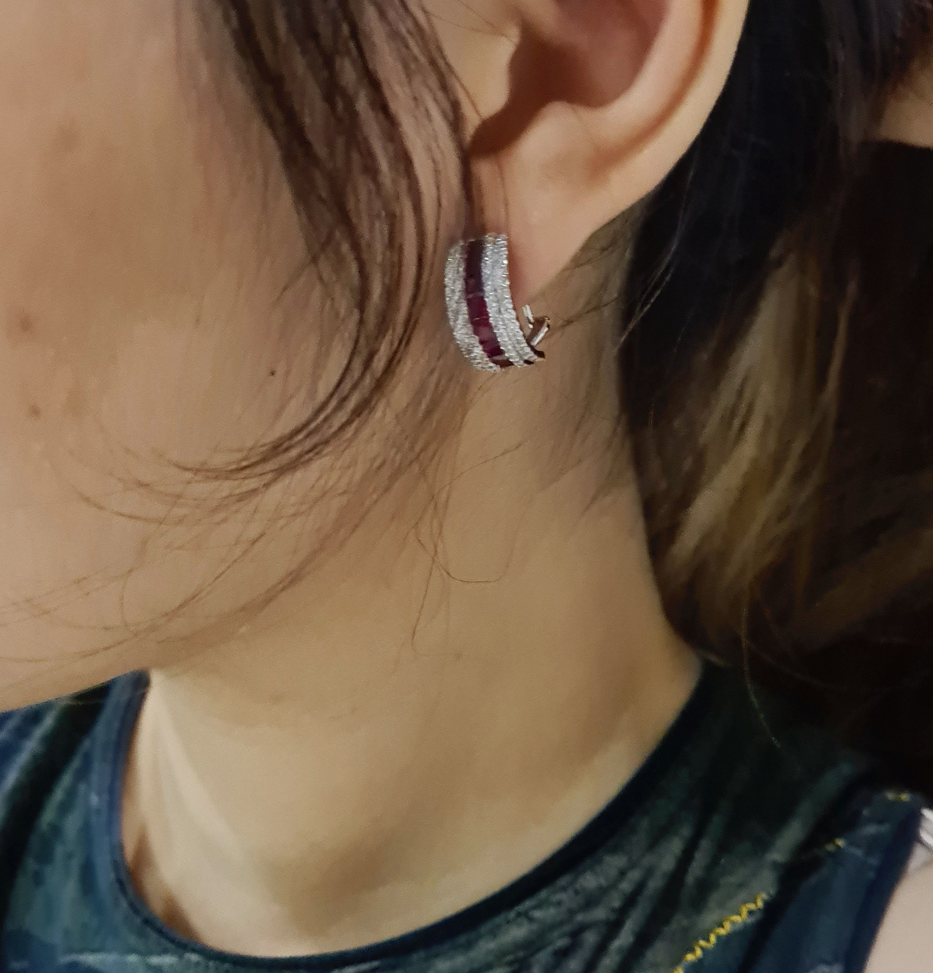 Elegant Ruby Diamond Simulants Earrings