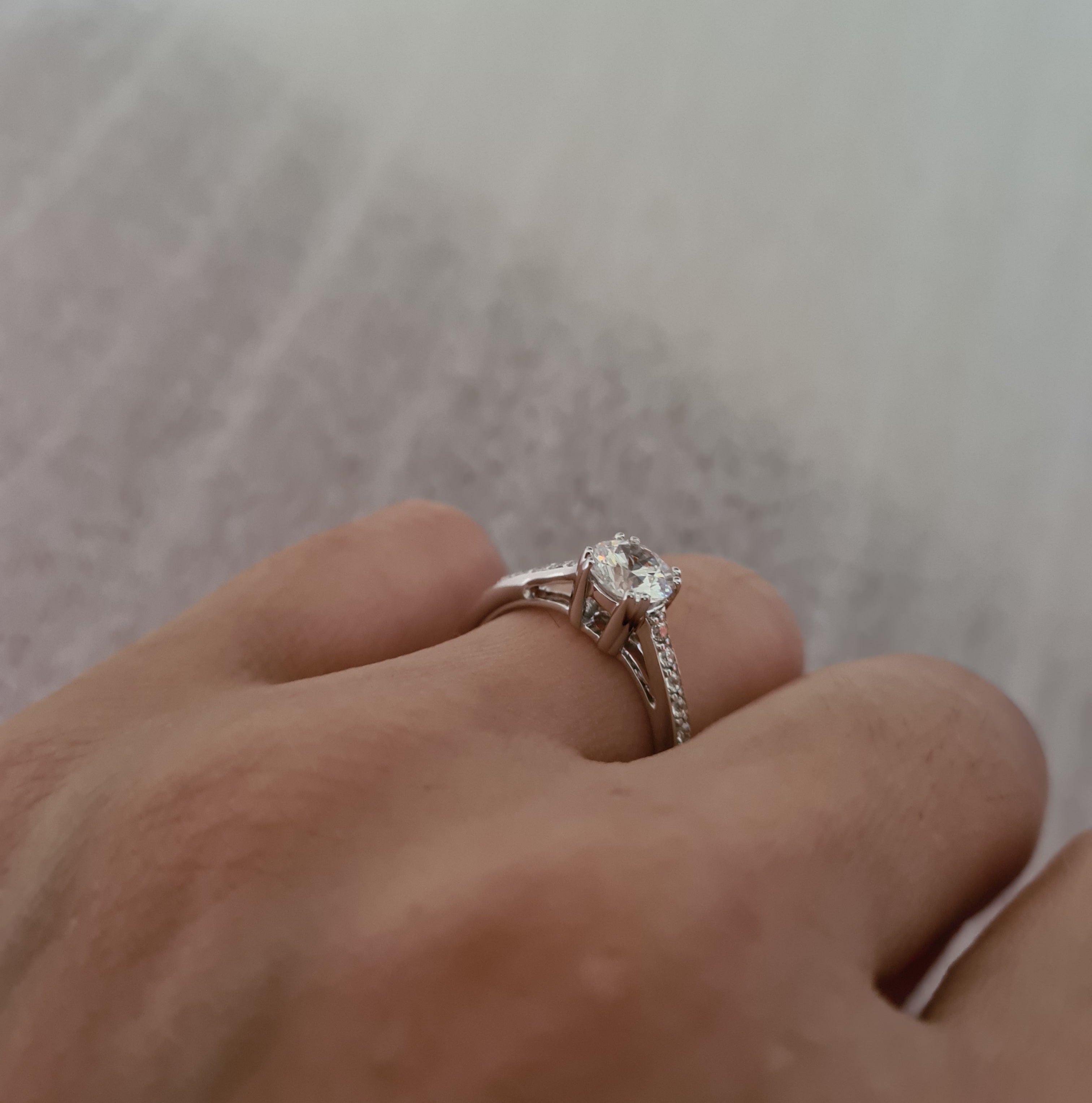 0.75 carats Elegant Pave Simulated Diamond Engagement Ring