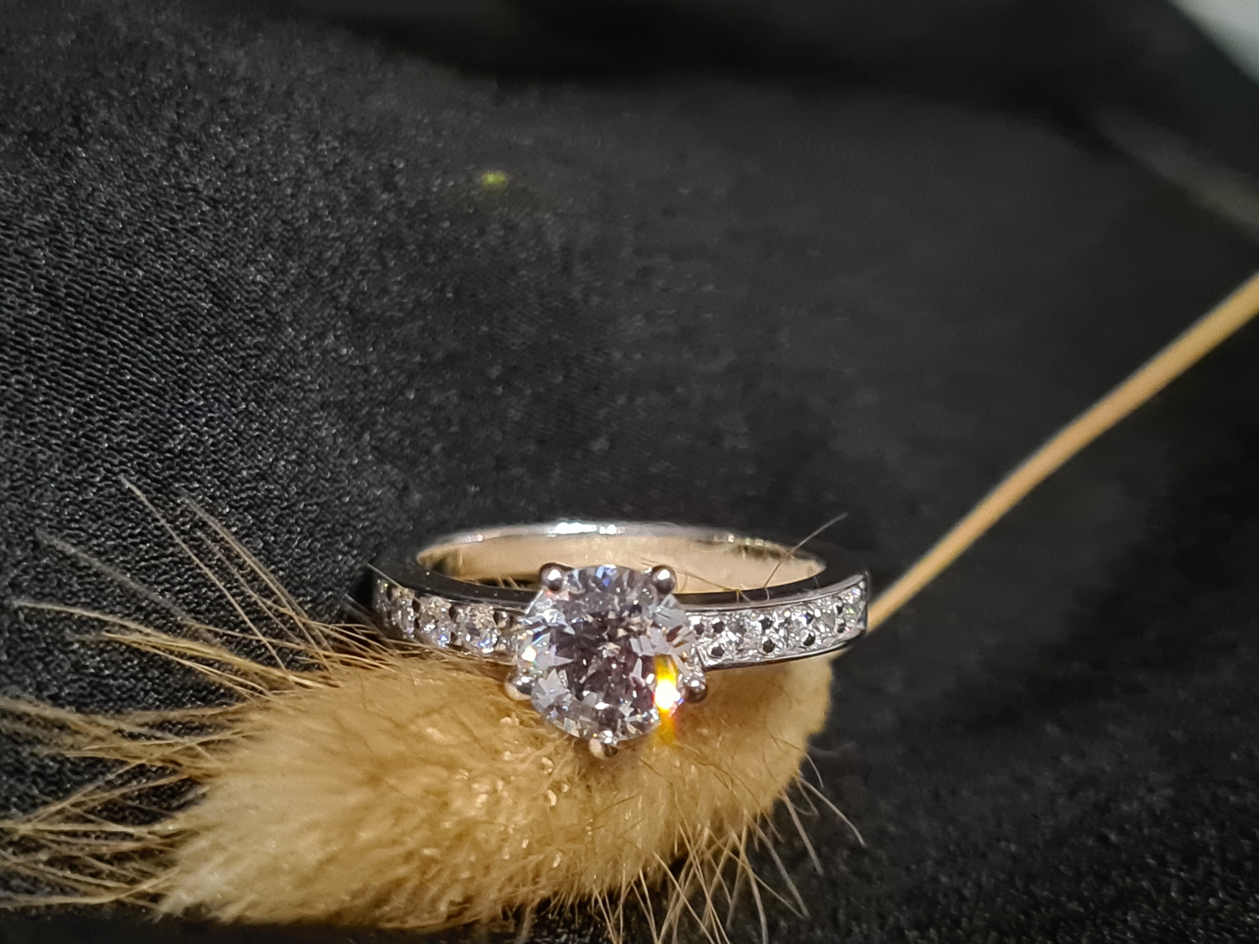 1.25 ct Star Pave Diamond Simulants Engagement Ring