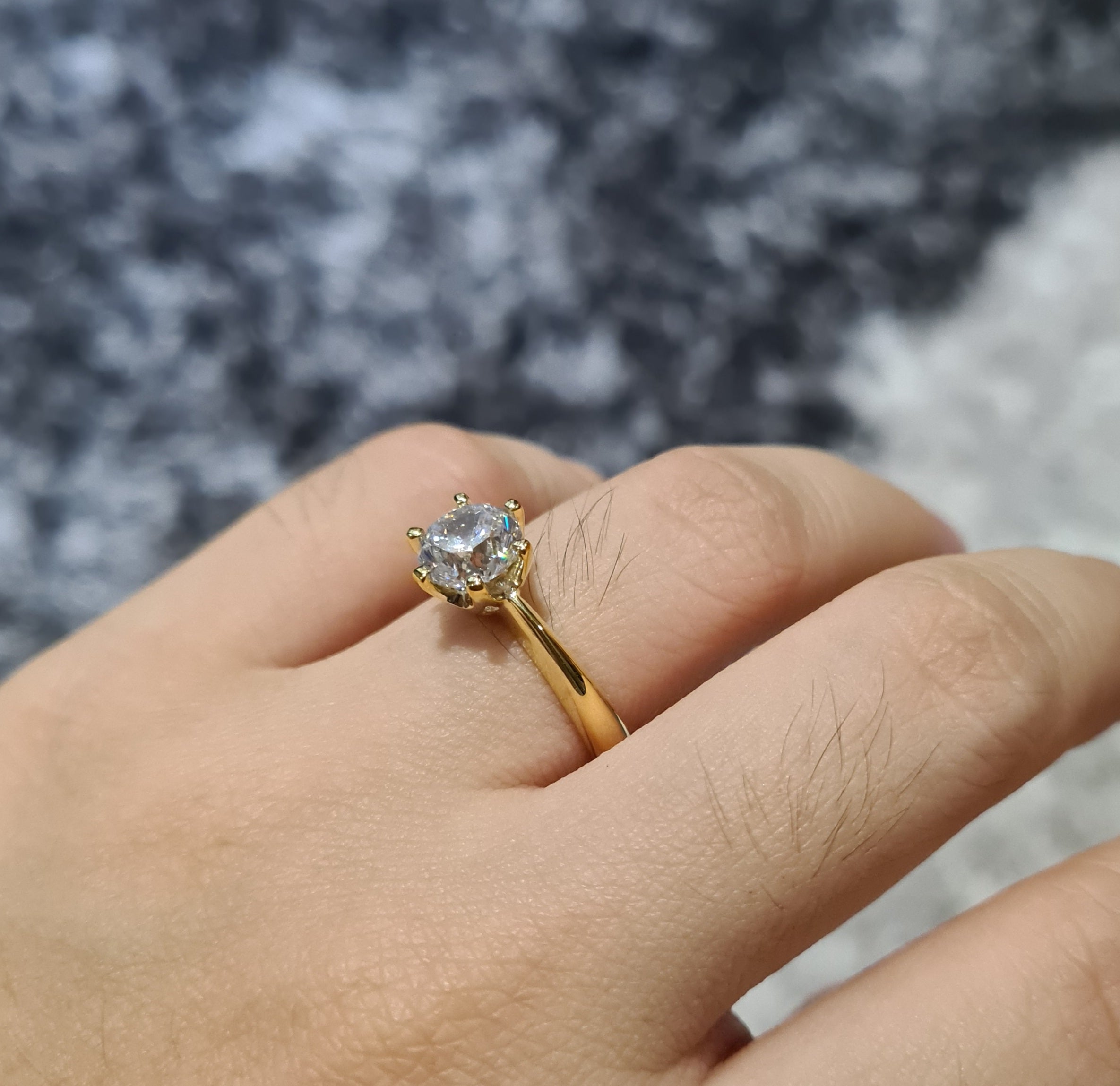 Yellow gold Simulated Diamond  Engagement Ring