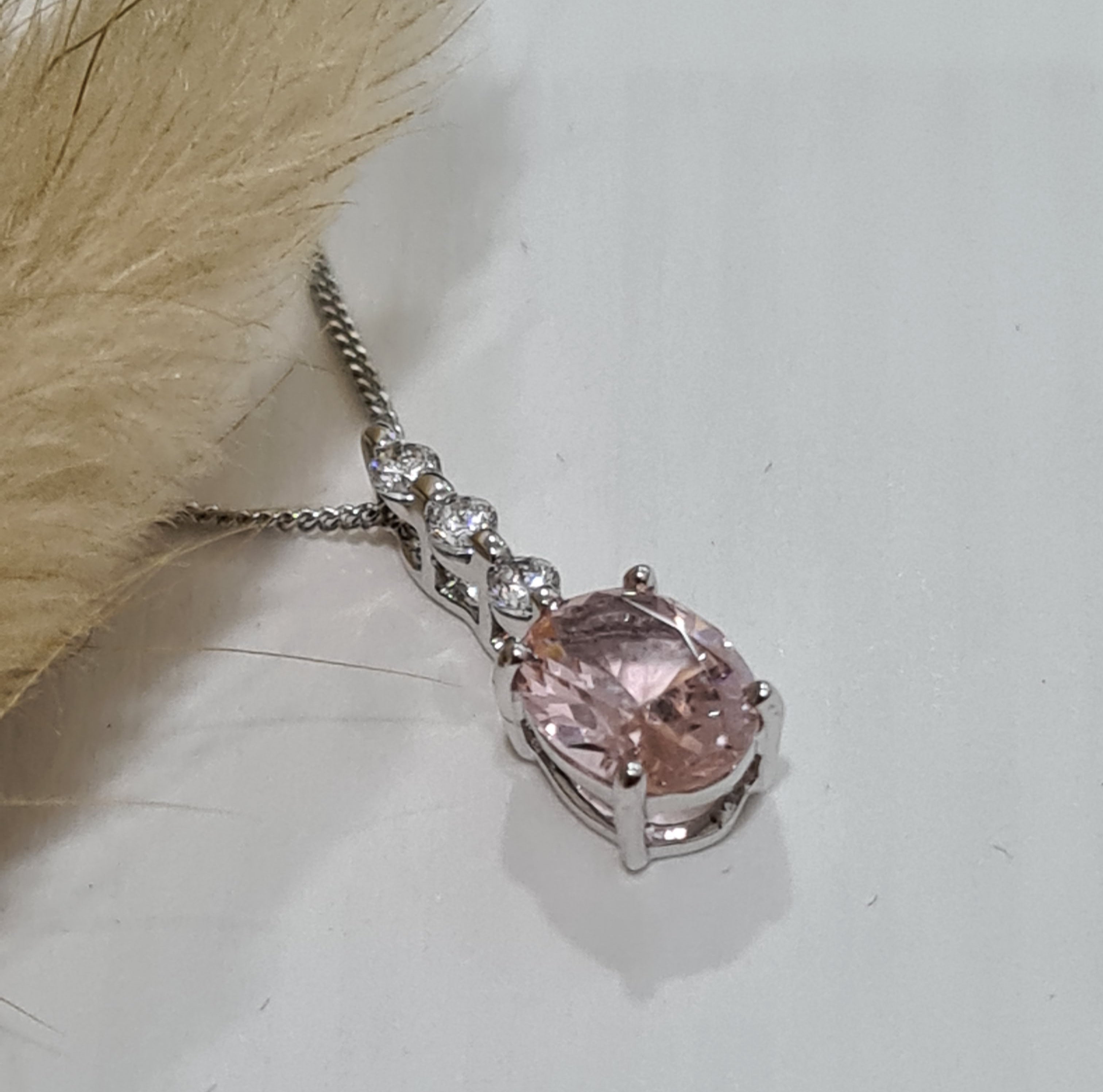 Lovely Morganite Diamond Simulants Pendant