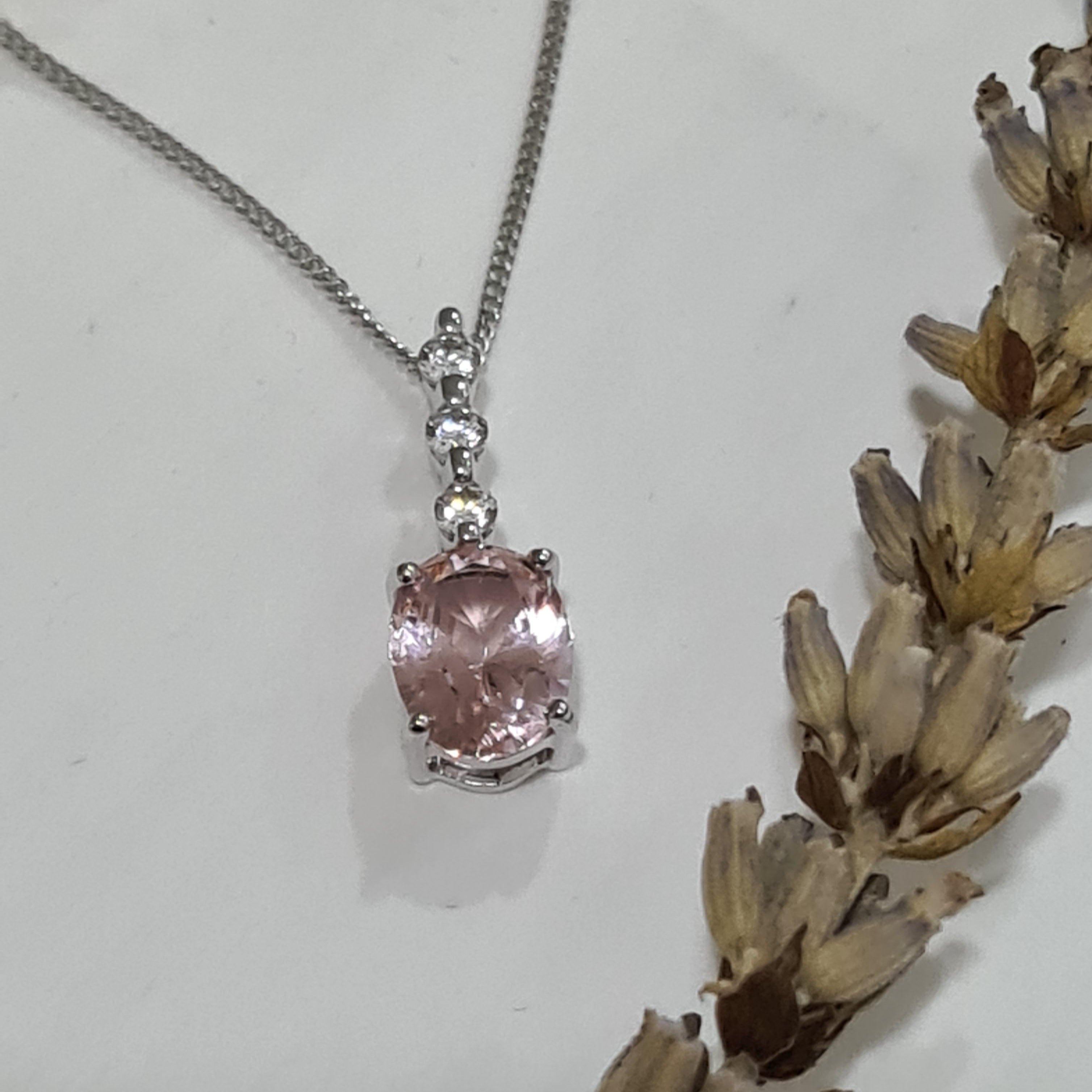 Lovely Morganite Diamond Simulants Pendant