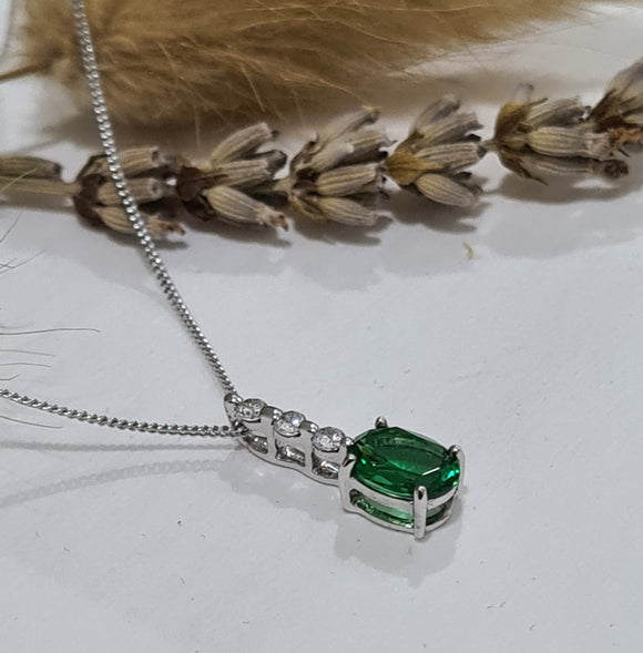 Emerald Diamond Simulants Pendant