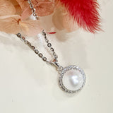 Elegant Halo Pearl Pendant