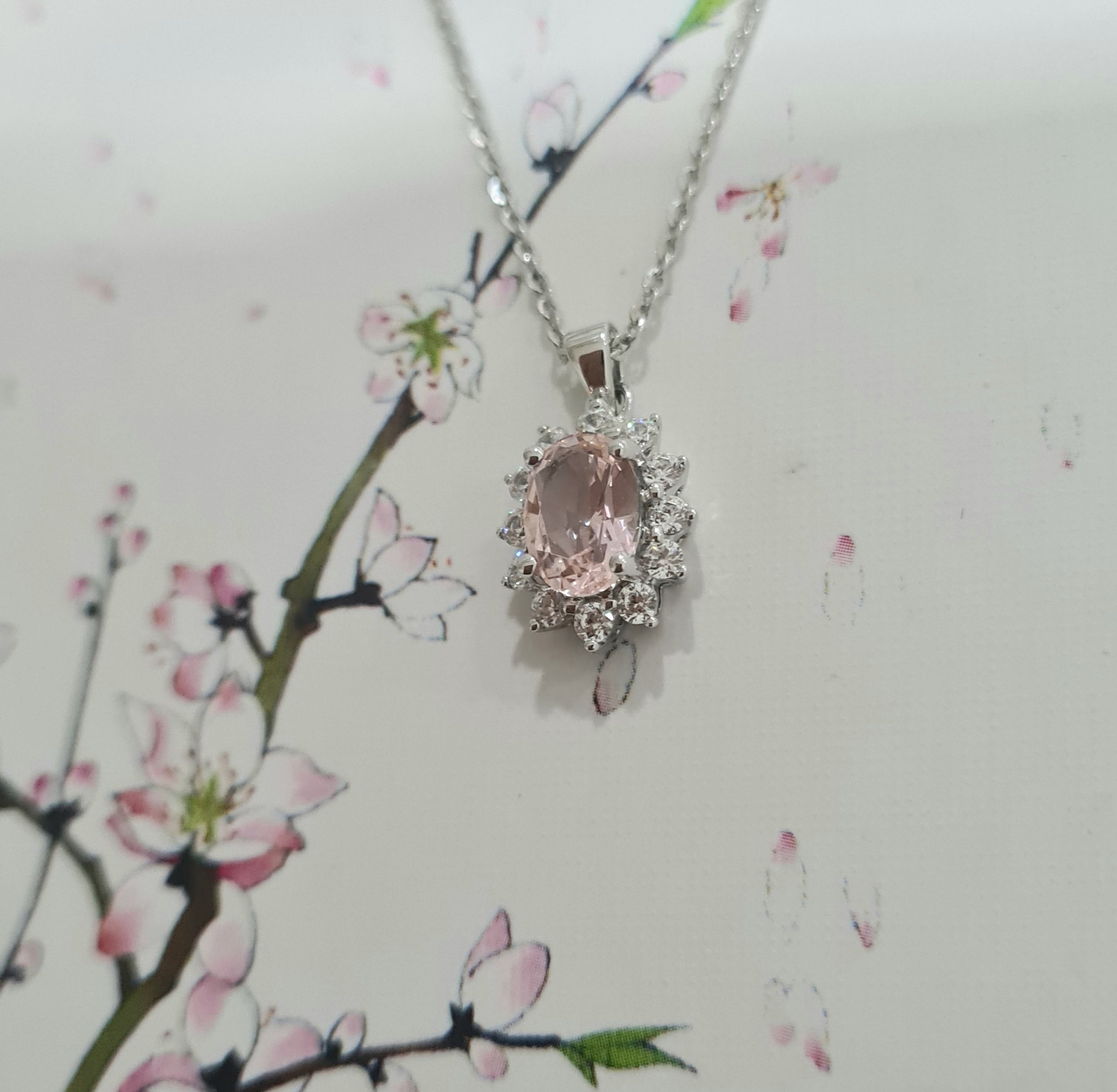 Dainty Cluster Morganite Pendant