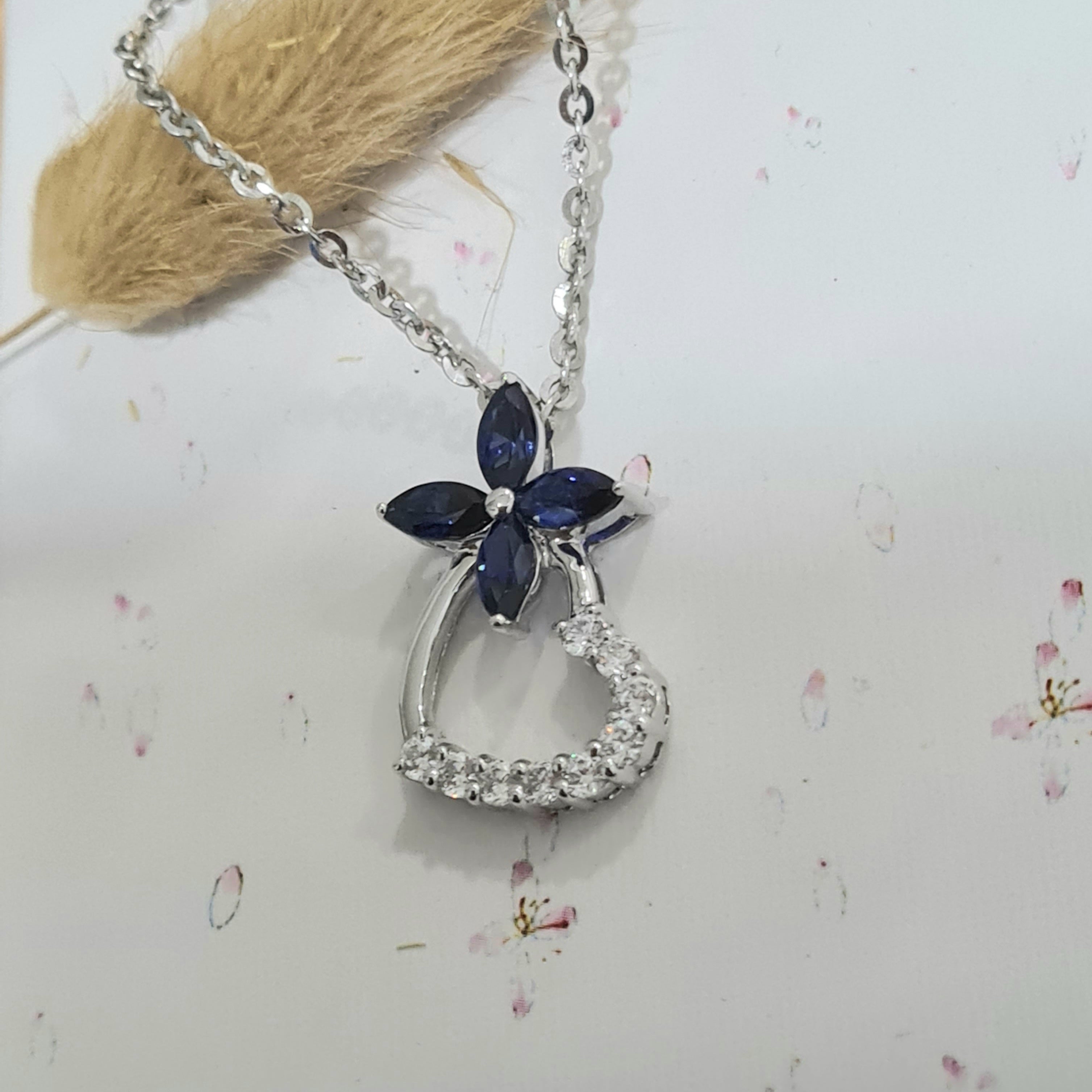 Elegant Sapphire Clover Pendant