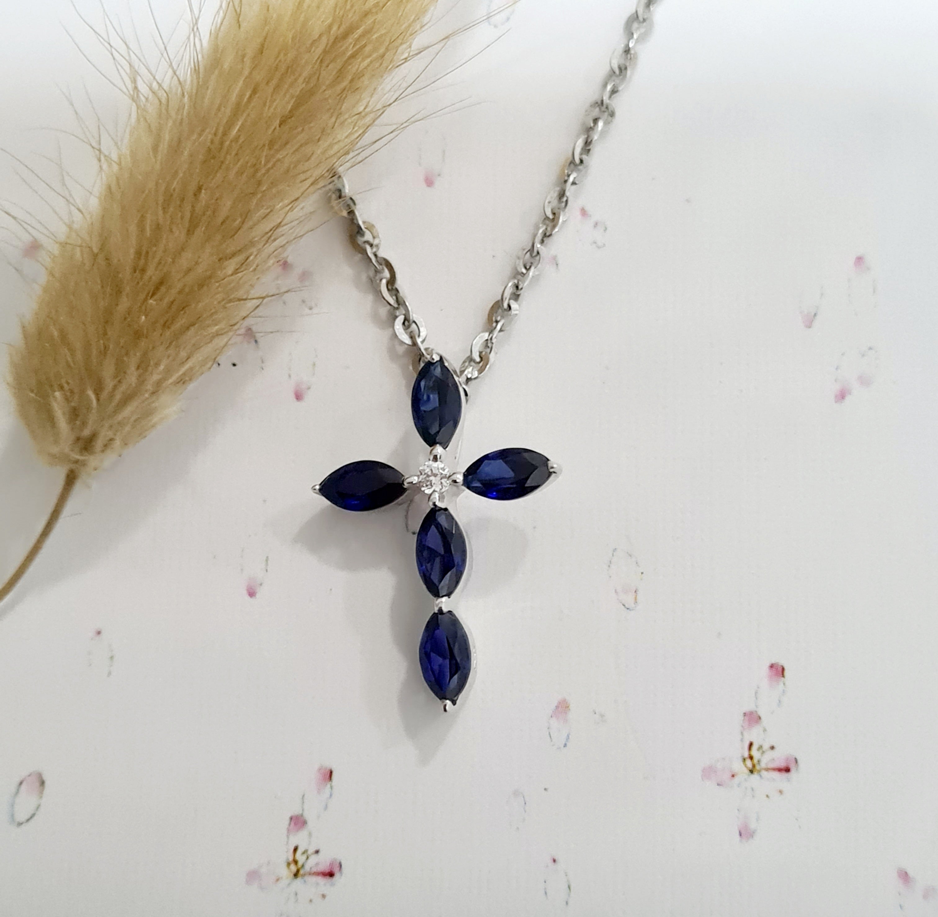 Sapphire Cross Pendant