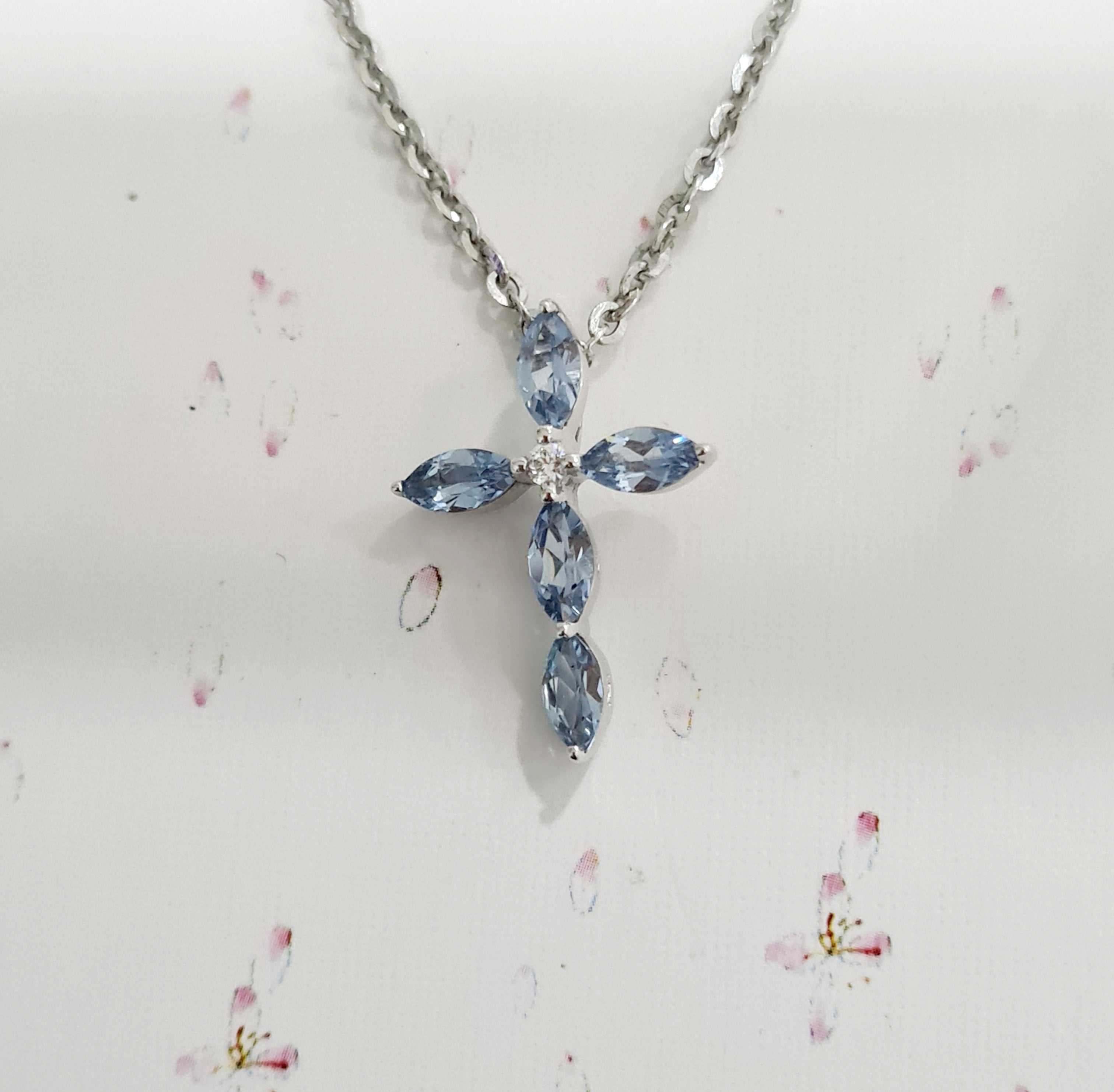 Blue Topaz Cross Pendant