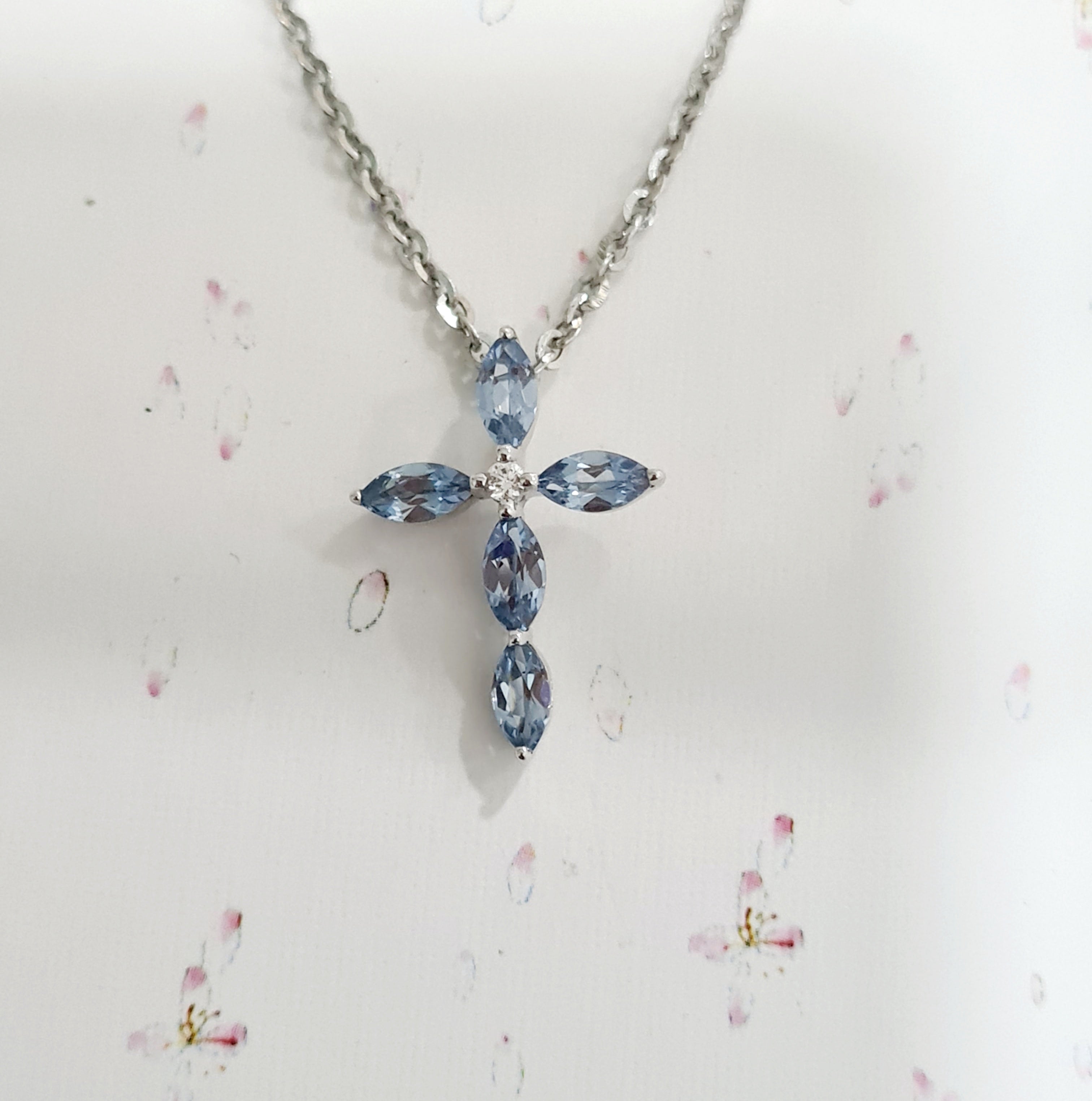 Blue Topaz Cross Pendant