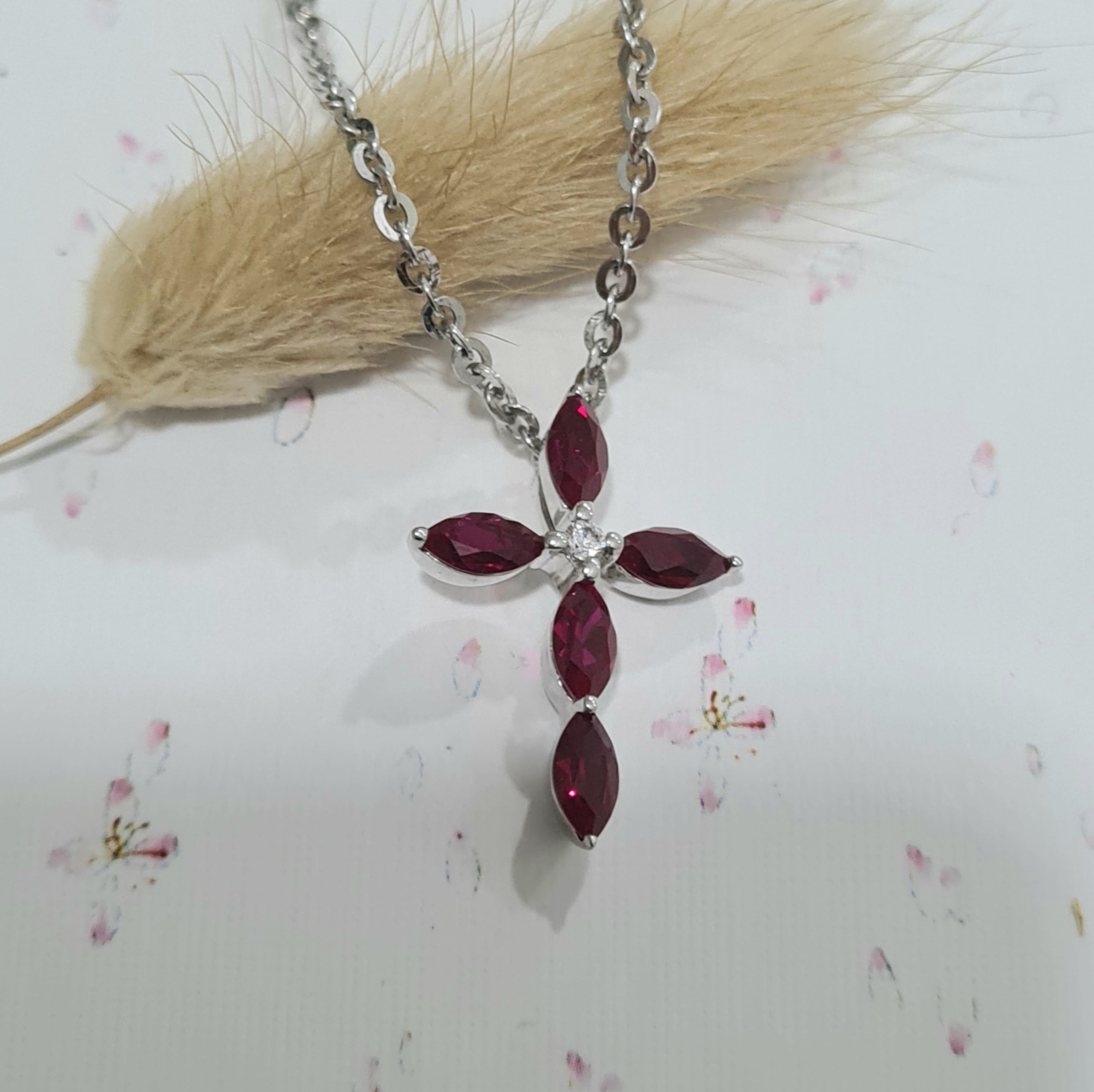 Ruby Cross Pendant