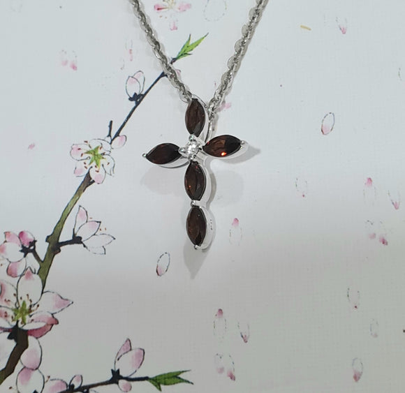 Garnet Cross Pendant