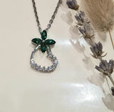 Emerald Diamond Simulants Clover Pendant