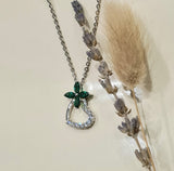 Emerald Diamond Simulants Clover Pendant