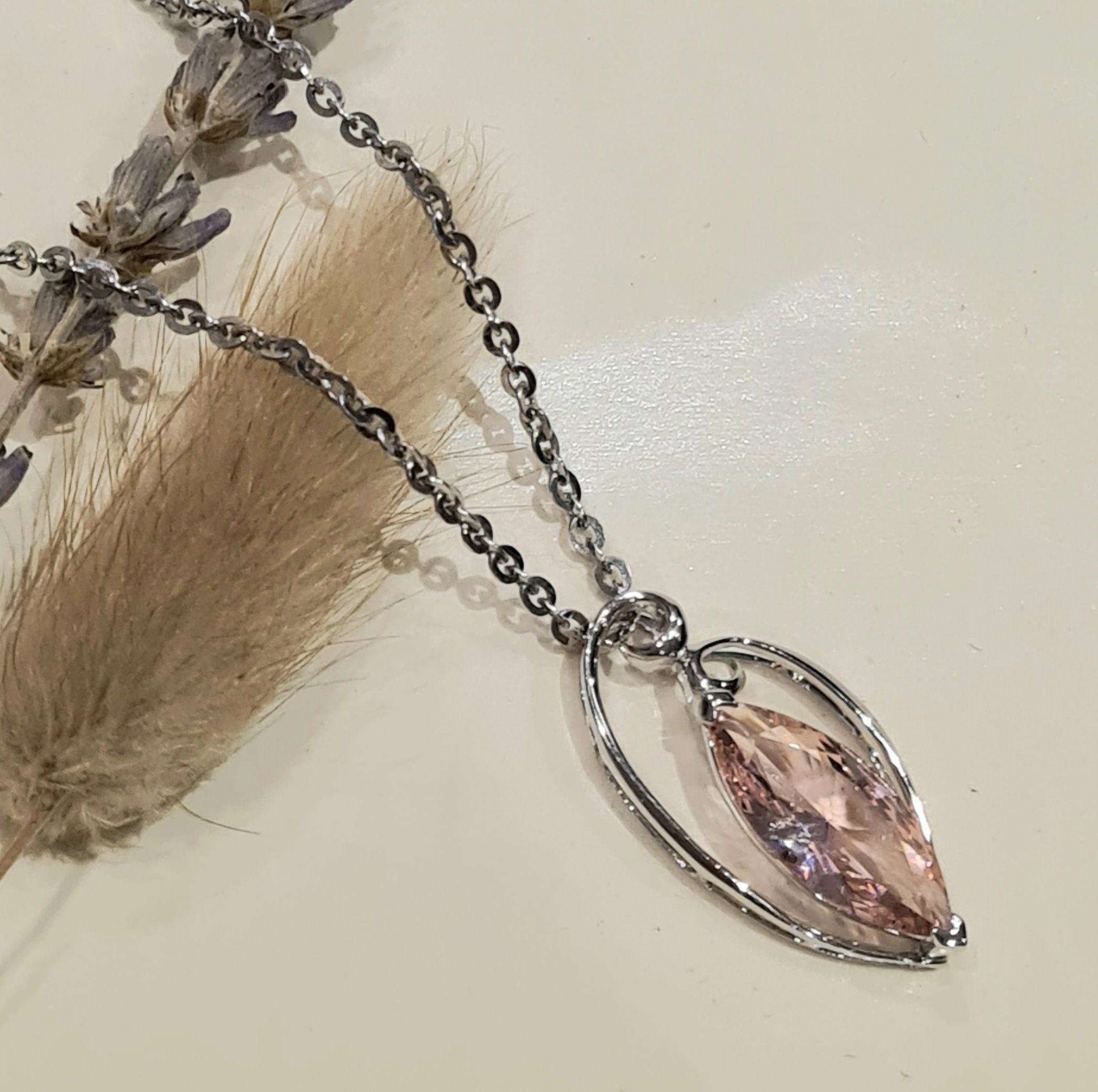 Marquise Morganite Pendant