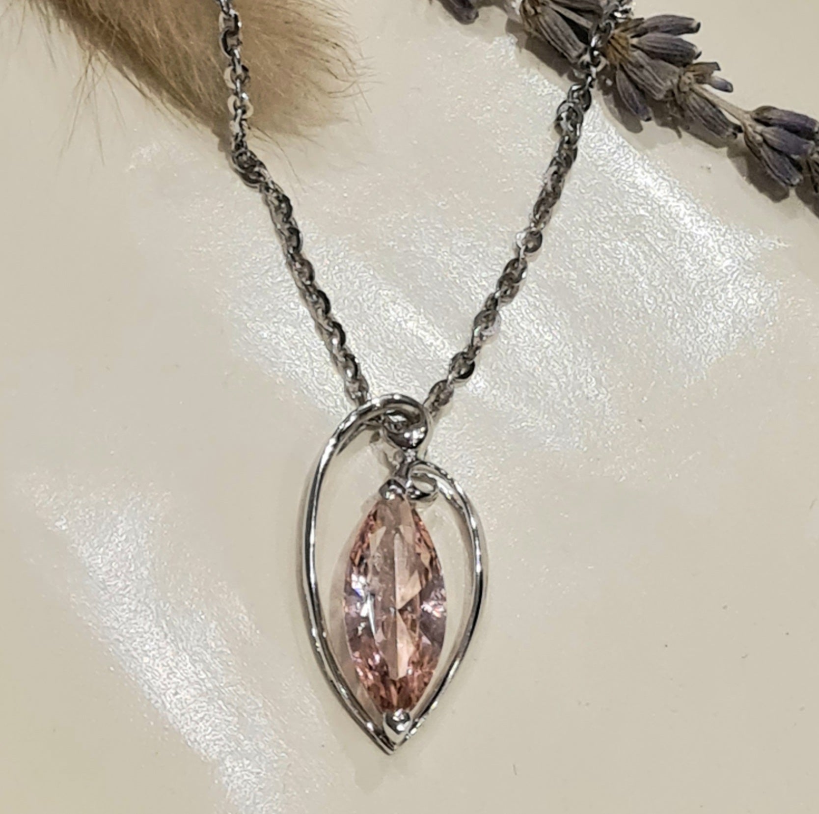 Marquise Morganite Pendant